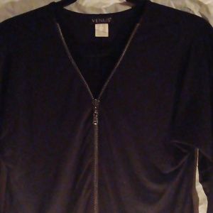 Never worn black viscose zip up top